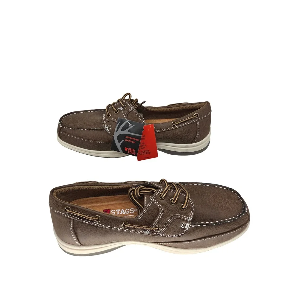 NWT‎ Deer Stags Mitch Mens Brown Boat Shoes Memory Foam Loafers 8.5M Nautical